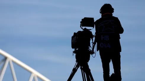 PORTO, PORTUGAL - MARCH 14: A TV camera operator is seen prior to the UEFA Champions League round of 16 leg two match between FC Porto and FC Internazionale at Estadio do Dragao on March 14, 2023 in Porto, Portugal. (Photo by Alex Pantling/Getty Images)