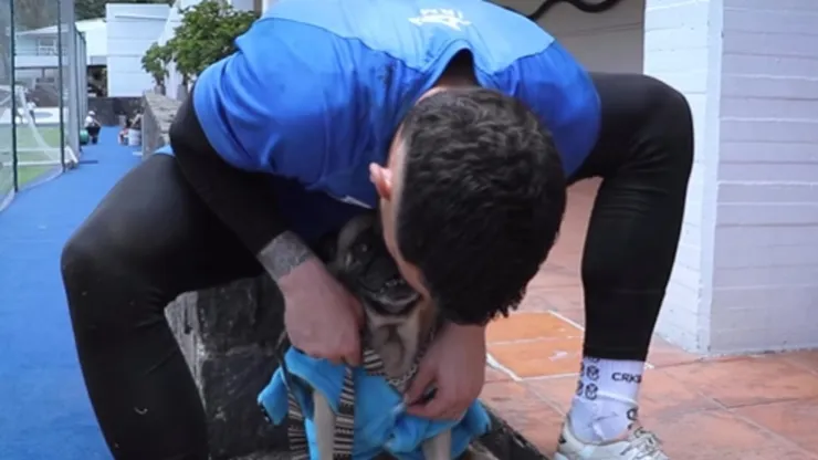 El guardavallas de los cementeros es un amante de los perros y adoptó a un pug, una raza complicada que requiere de muchísima atención.