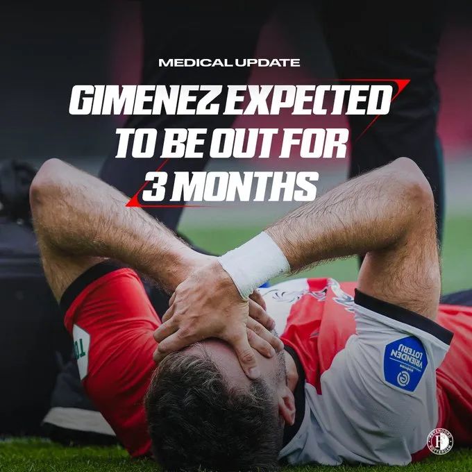 Santi Giménez, 3 meses afuera. (Feyenoord Oficial)
