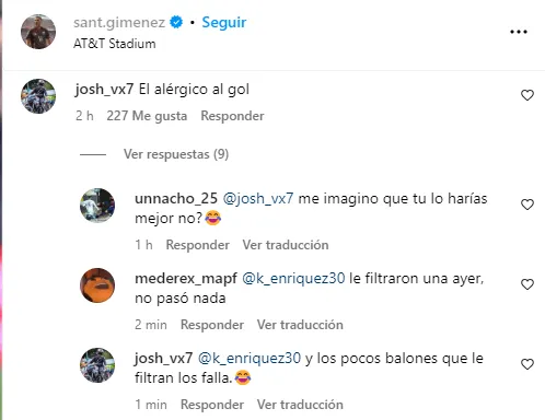 Comentarios en contra y a favor de Giménez