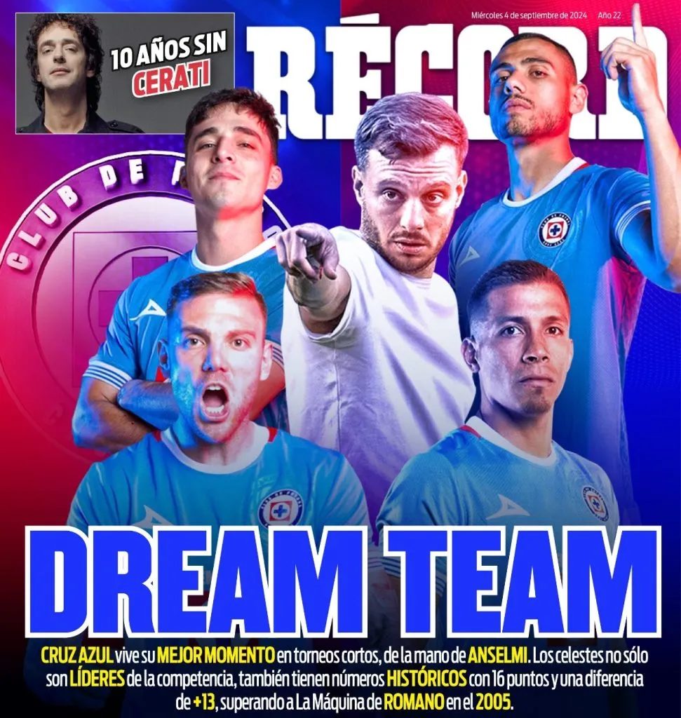“Dream team”: La épica portada que le dedicaron a Cruz Azul (Récord)