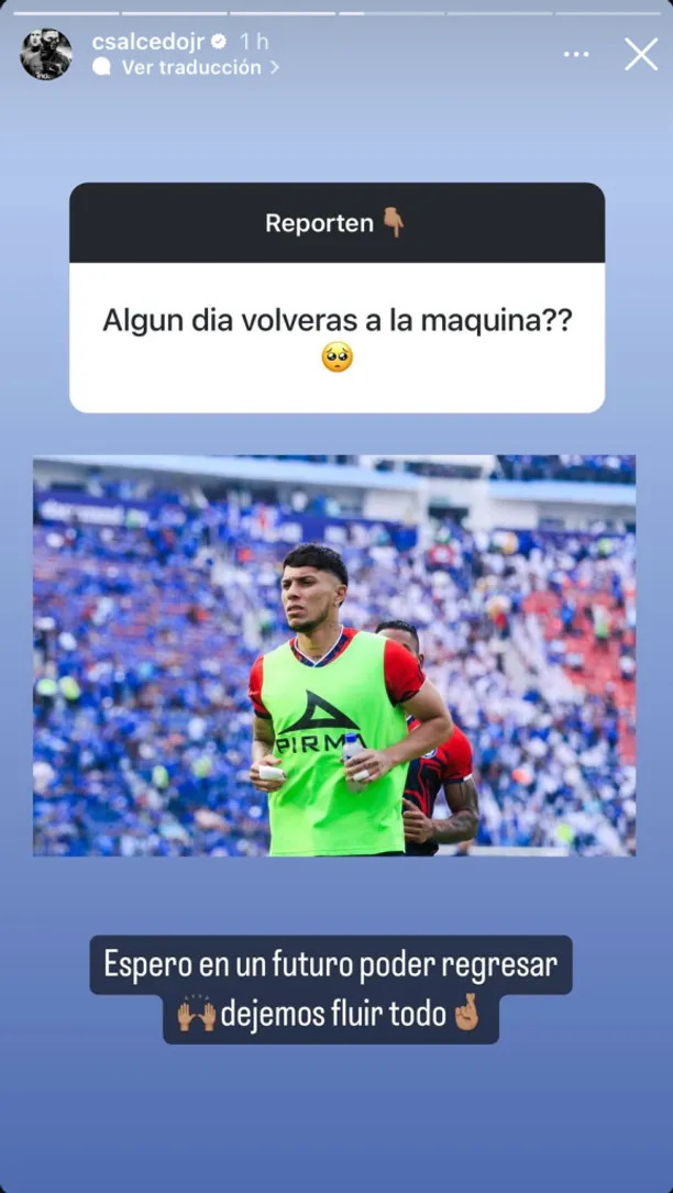 La storie de Carlos Salcedo dedicada a Cruz Azul. (@salcedojr)