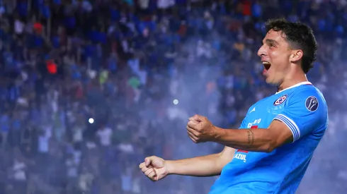 Ciudad de México, 23 de octubre de 2024. Lorenzo Faravelli en festejo de gol, durante el partido correspondiente a la jornada 13 del torneo Apertura 2024 de la Liga BBVA MX, entre la Máquina Celeste del Cruz Azul y los Bravos del FC Juárez, realizado en el estadio Ciudad de los Deportes. Foto: Imago7/ Manlio Contreras