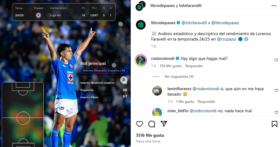 El comentario de Rotondi a la publicación de Faravelli (IG)