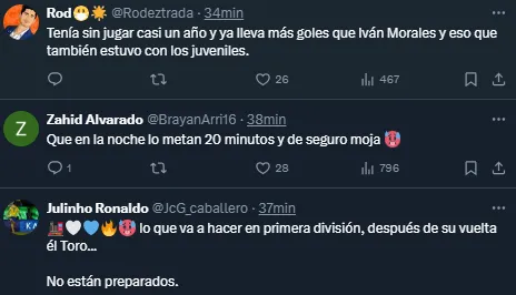Reacción de la afición al gol del Toro Fernández. (X)
