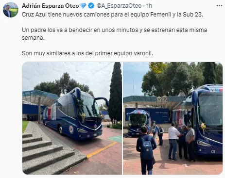 Los nuevos camiones de Cruz Azul, bendecidos por un padre. (@A_EsparzaOteo)