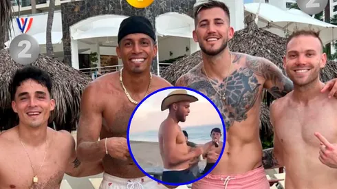 Jugadores de Cruz Azul en la playa.