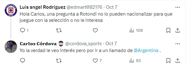 Respuesta de Córdova a un usuario en X