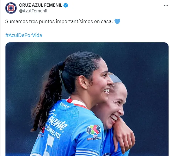 Publicación de Cruz Azul femenil