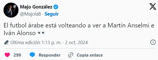 Desde Arabia vendrían por Anselmi y Alonso. (@MajolaB)