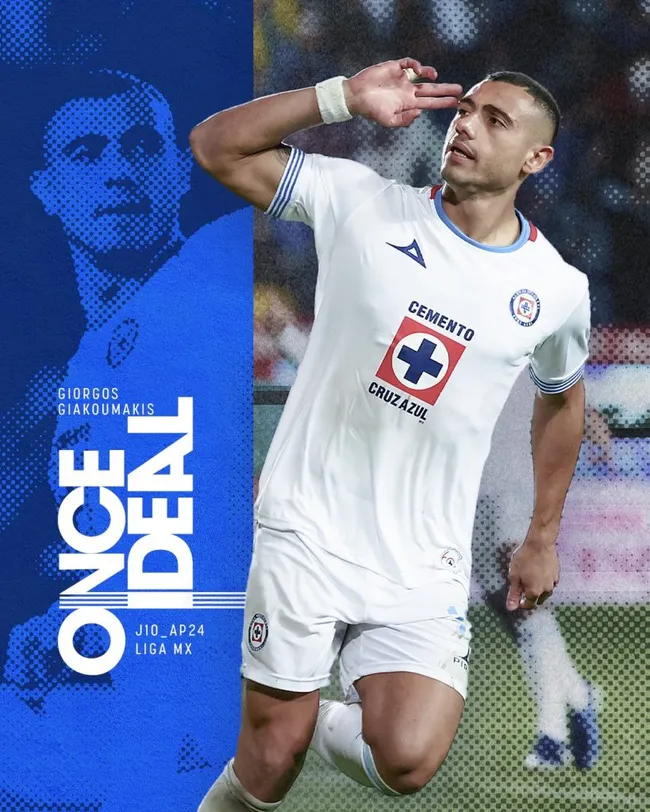 Giakoumakis, en el once ideal de la Liga MX en la jornada 10. (Cruz Azul Oficial)