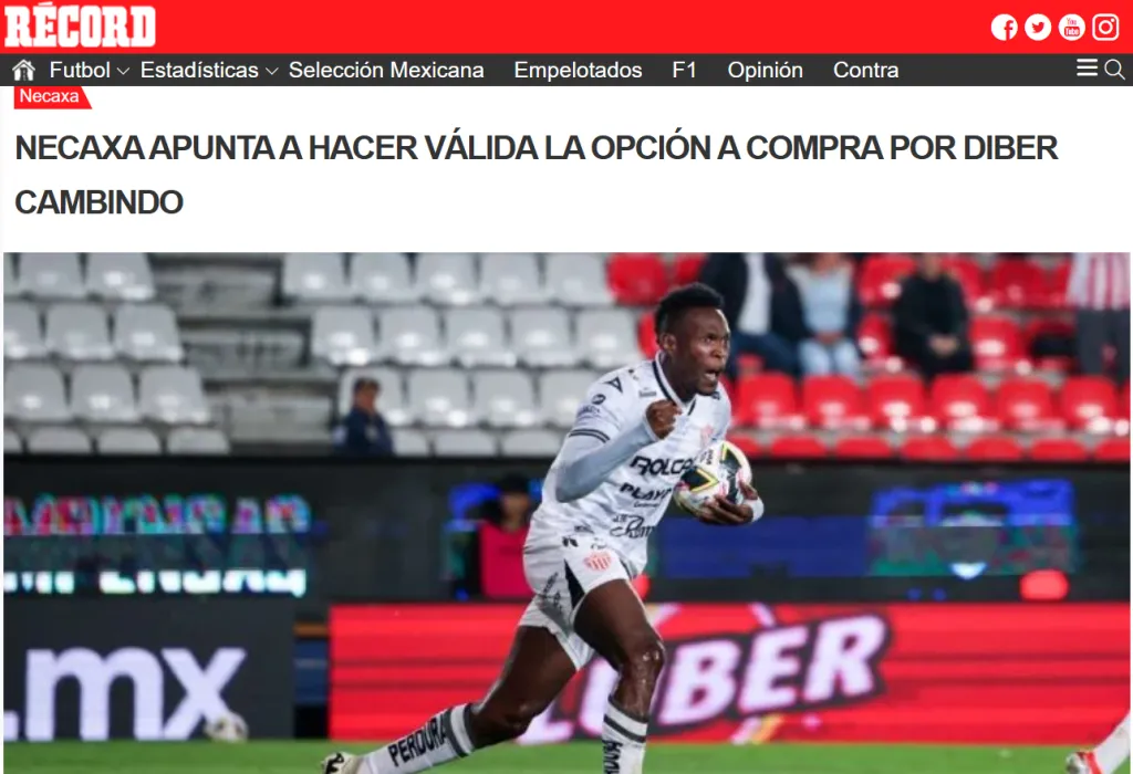 Necaxa compraría a Cambindo a Cruz Azul. (Captura Récord)