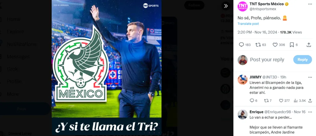 Publicación de TNT Sports en X