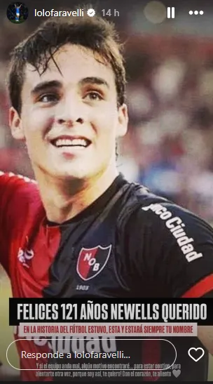 Publicación de Faravelli en Instagram