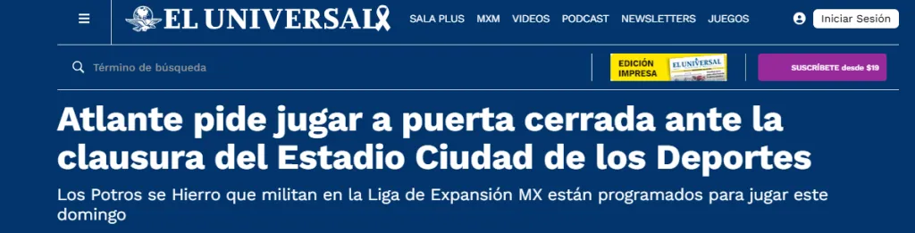 Información del diario El Universal