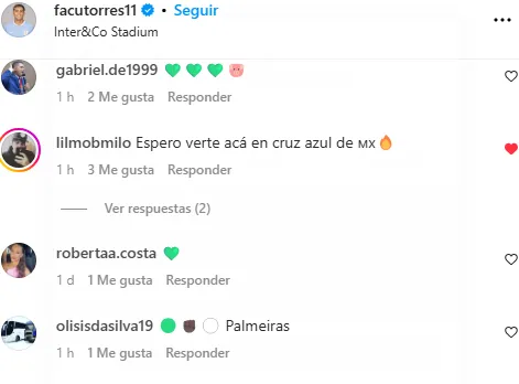 Reacciones al último posteo de Torres en IG