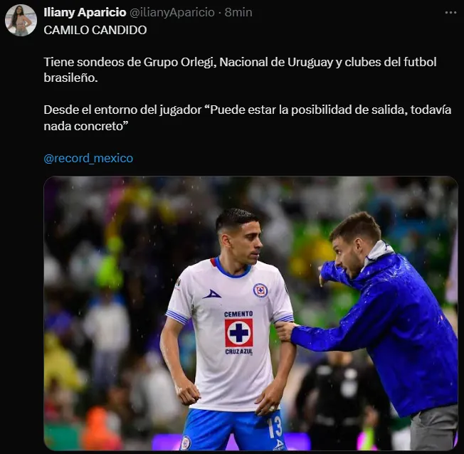 Nacional de Uruguay tendría interés en repatriar a Cándido. (@ilianyaparicio)