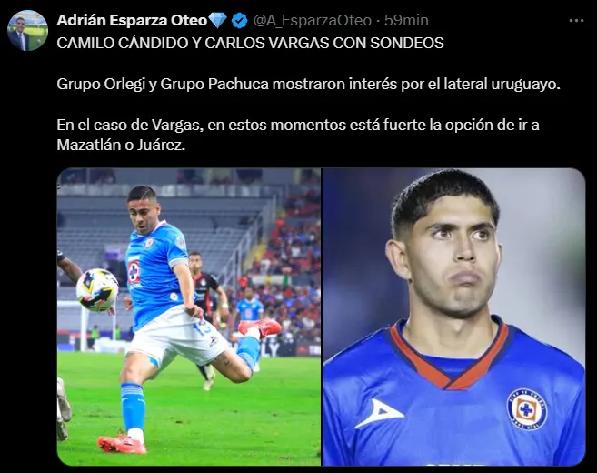 Cándido y Vargas, candidatos a salir de Cruz Azul. (@A_EsparzaOteo)