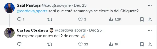 Información de Carlos Córdova en X