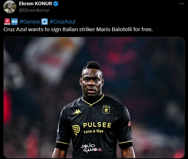 Cruz Azul busca a Balotelli libre y ahora. (@ekremkonur)
