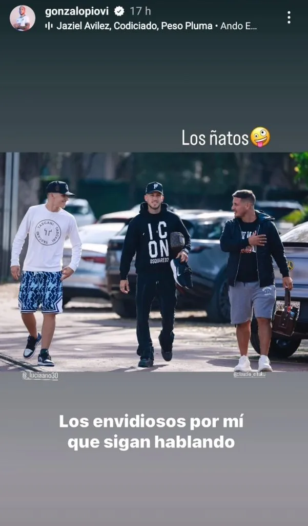 Storie de Gonzalo Piovi en Instagram.