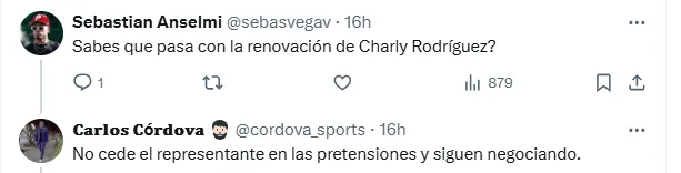 Respuesta de Carlos Córdova en X