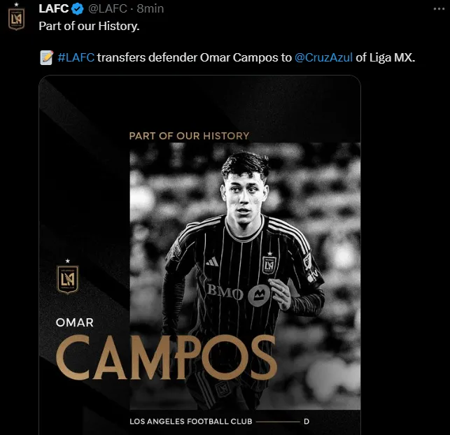 Así despidió LAFC a Omar Campos. (@LAFC)