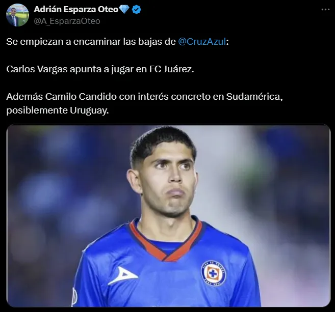 Carlos Vargas reforzaría a FC Juárez. (@A_EsparzaOteo)