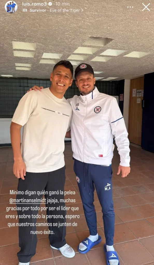 La foto que subió Luis Romo para desmentir lo de Anselmi. (@luis.romo3)