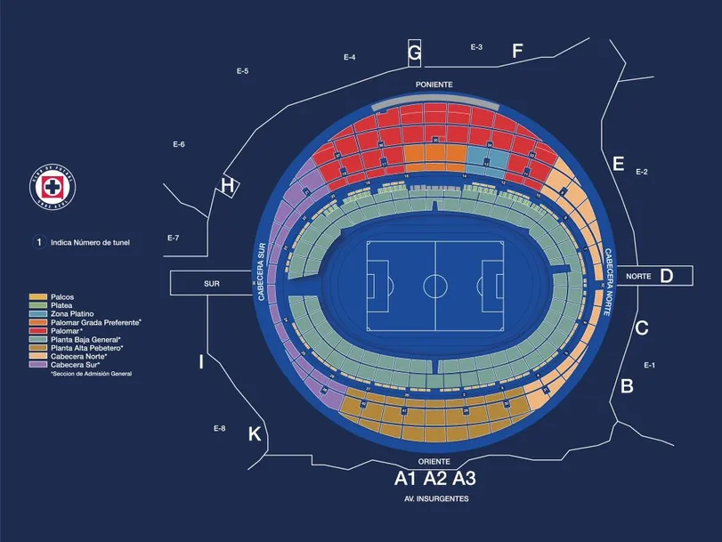 El mapa para elegir tu zona preferida (@cruzazul/X)