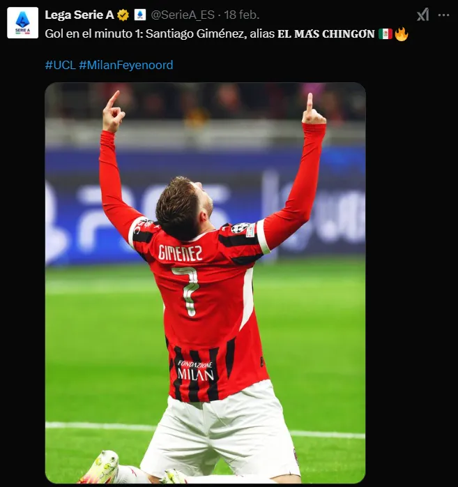 El nuevo apodo de Santi Giménez según la Serie A. (@SerieA_ES)