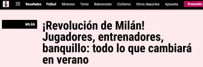 Captura Gazzetta dello Sport sobre el futuro del Milan de Santi Giménez.