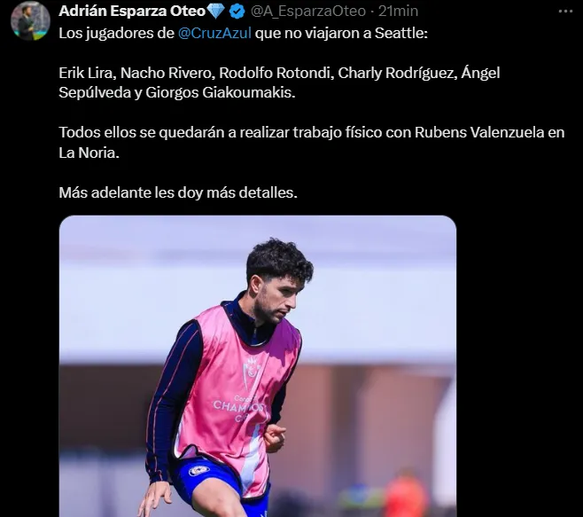 Las 6 bajas de Cruz Azul para visitar a Seattle Sounders. (X Adrián Esparza Oteo)