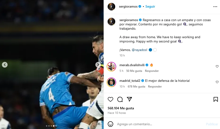 Publicación de Sergio Ramos en IG