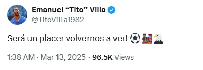 El mensaje de Tito Villa en redes sociales