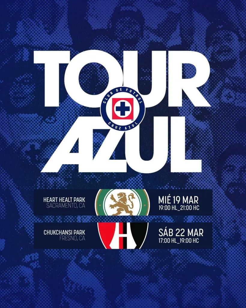 El cronograma de Cruz Azul en Estados Unidos. (@CruzAzul)