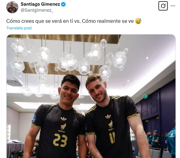 Publicación de Santiago Giménez en X