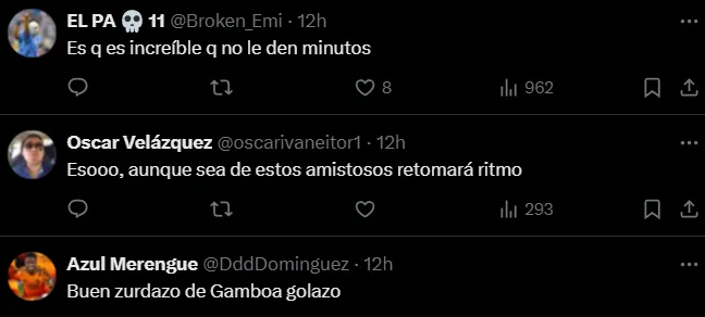 La afición pide más minutos para Gamboa. (X)