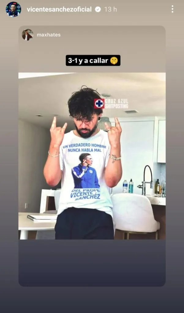 La storie que recompartió Vicente Sánchez. (@vicentesanchezoficial)