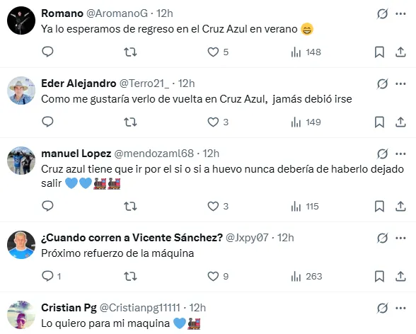Comentarios de los aficionados en X