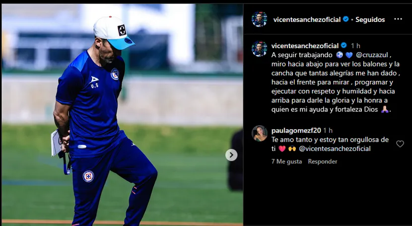 El DT de Cruz Azul se mostró optimista en redes (@vicentesanchezoficial/Instagram).