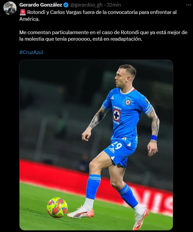 Carlos Vargas también causó baja contra América. (@gerardoo_gh)