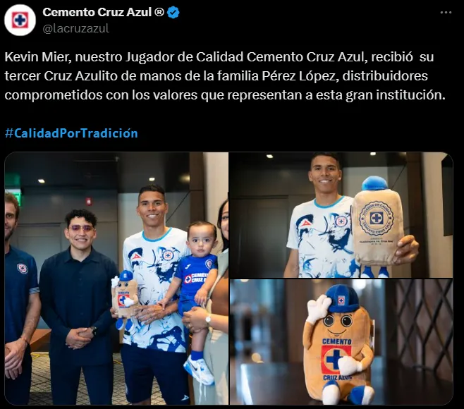 Kevin Mier premiado por Cruz Azul. (@lacruzazul)