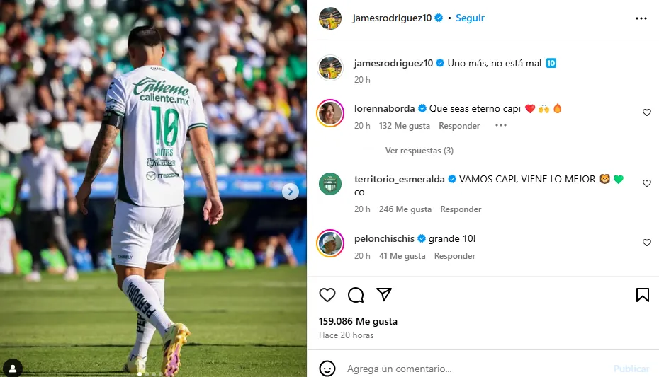 Mensaje de James en IG