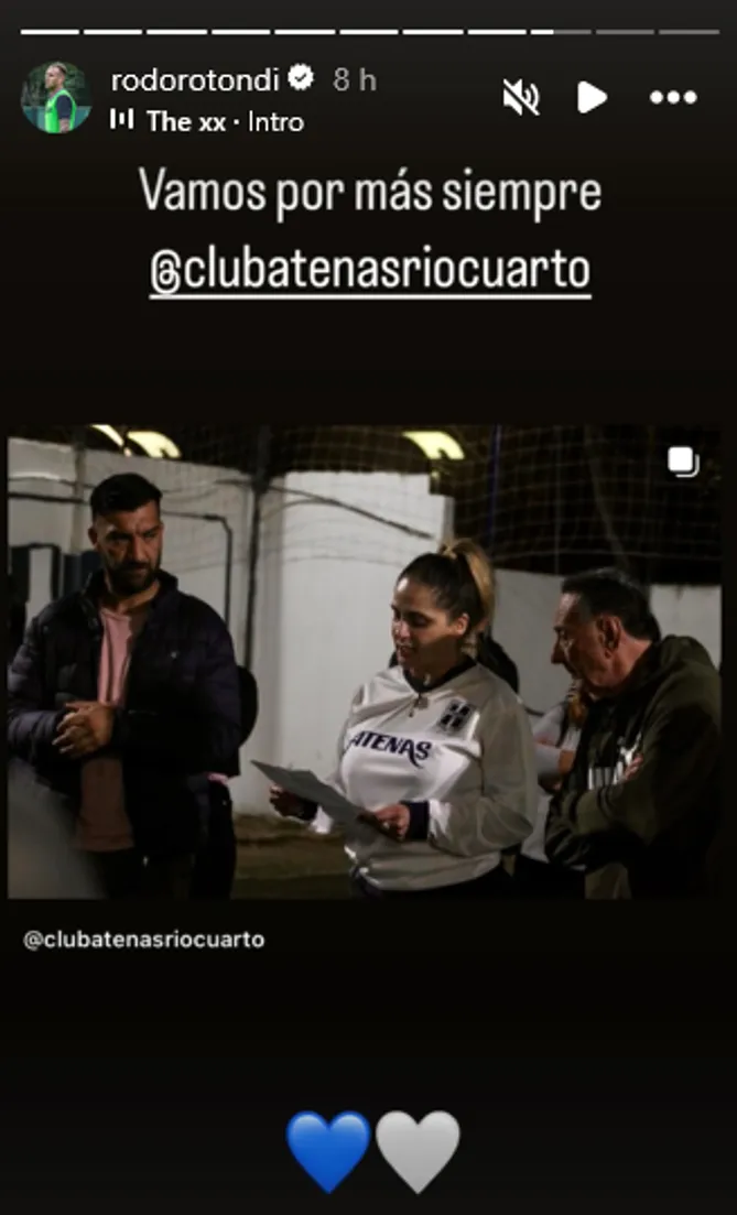 Rotondi sigue a su club de barrio por redes (@rodorotondi Instagram).