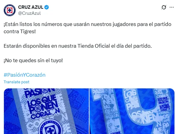 Publicación de Cruz Azul