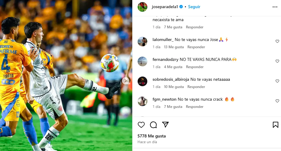 Comentarios a José Paradela en Instagram