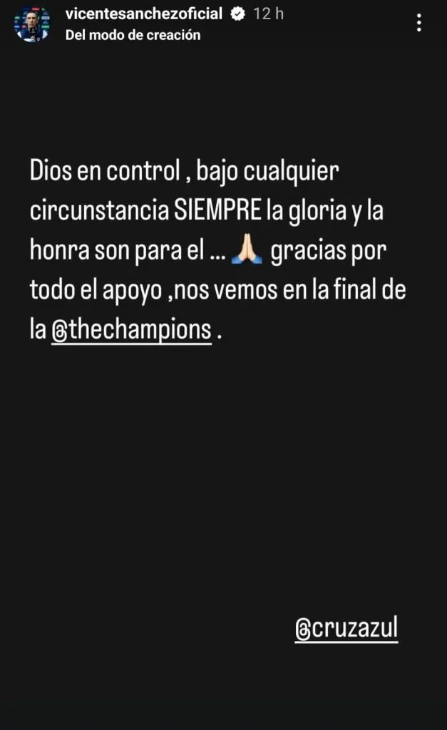 La publicación de Vicente Sánchez tras la eliminación. (@vicentesanchezoficial)