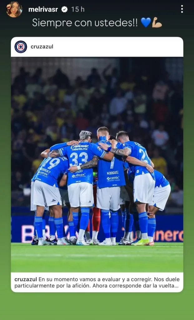 La storie de Melissa Rivas tras la caída de Cruz Azul. (@melrivasr)