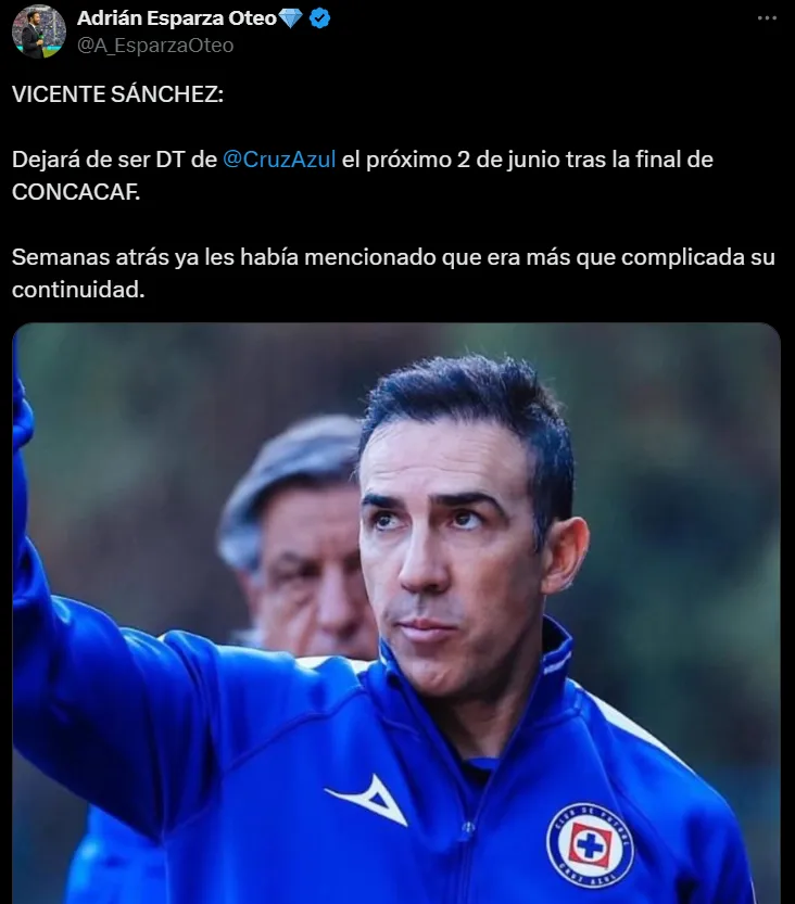 Vicente Sánchez estaría cerca de dejar Cruz Azul. (X Adrián Esparza)